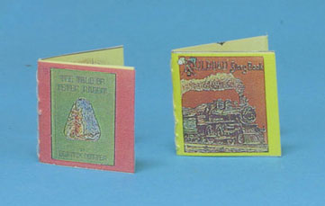 Dollhouse Miniature Railroad & Peter Rabbit Readable Books, Antique Reproduction
